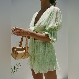 SABO SKIRT daisy print fresh lime Kierra set